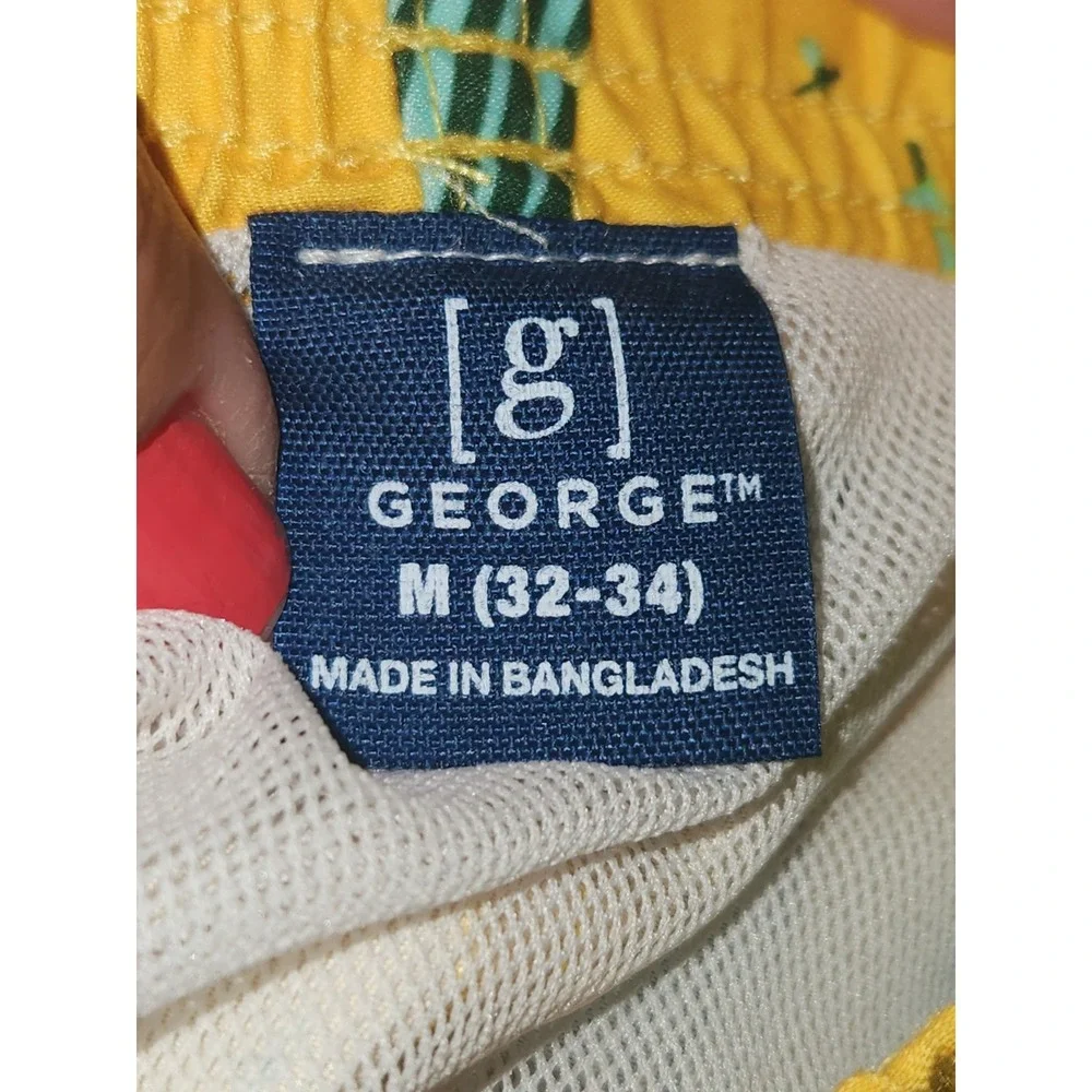 Mens George Swimtrunks Shorts. Cactus. Yellow. Mens M 32-34
